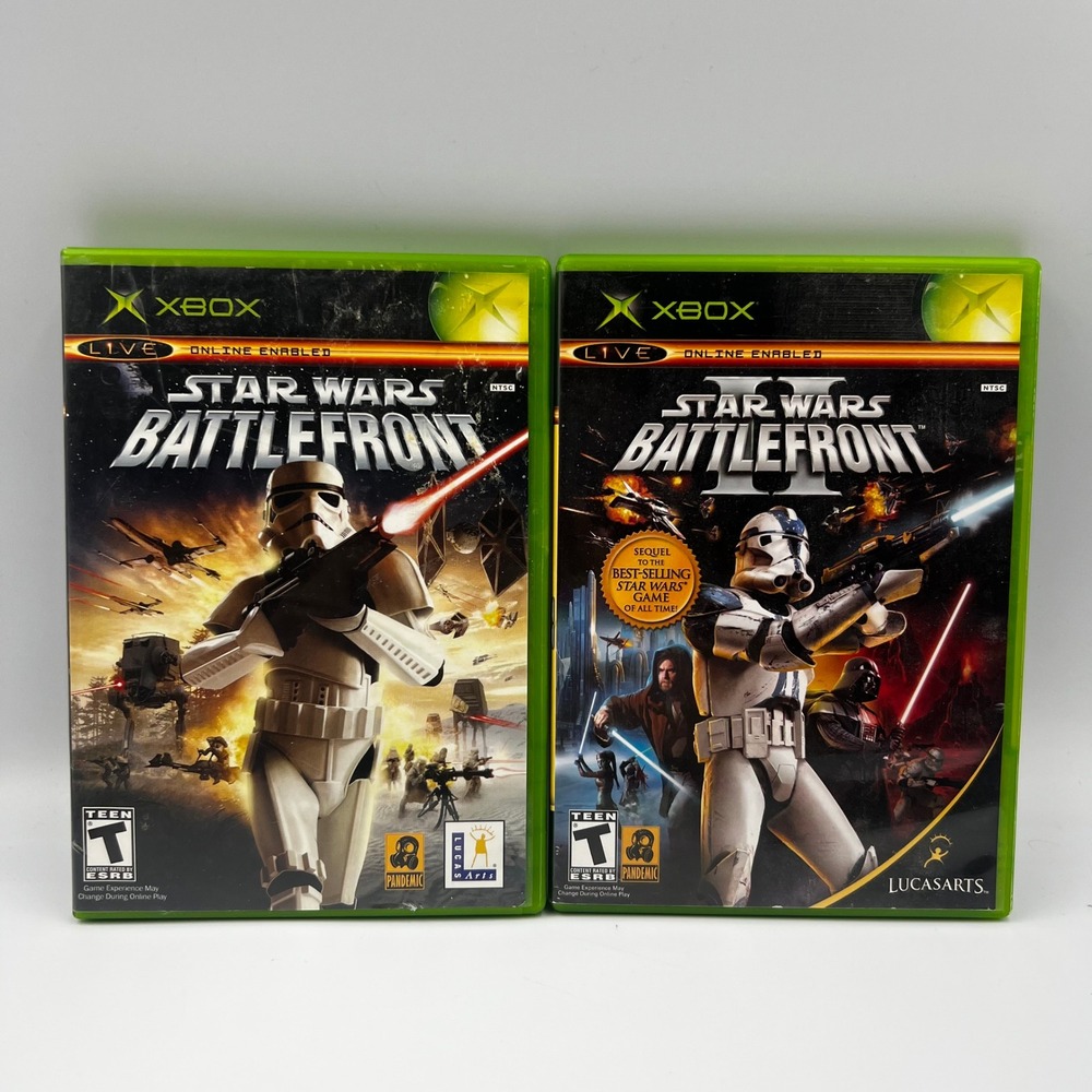 Star Wars Battlefront 1 & 2 Original Xbox Bundle CIB LucasArts Pandemic Games
